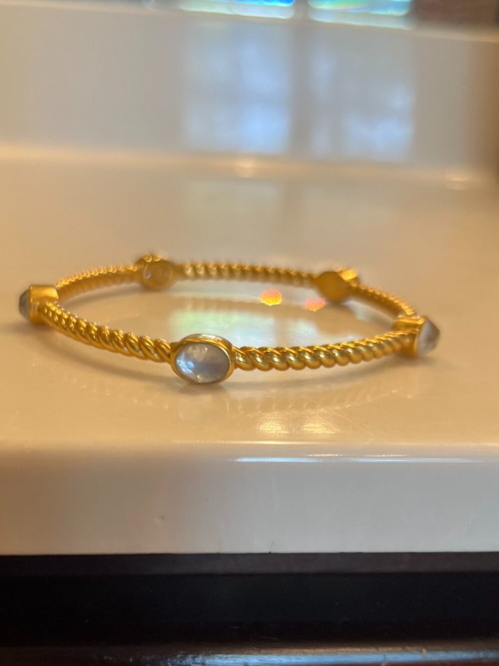 Julie Vos Nassau Stone Bangle Bracelet - Gold & Iridescent Clear